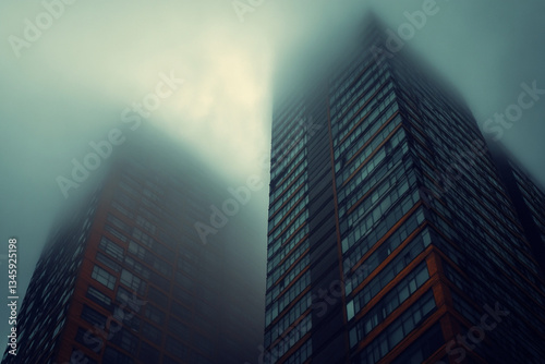 Araffature view of a city in the clouds with skyscrapers