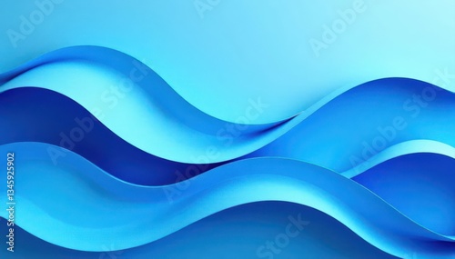 Wallpaper Mural Abstract blue paper cut waves, flowing liquid forms, swirl, curve Torontodigital.ca