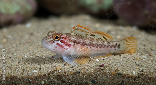 A goby fish with a small, spotted body and large, curious eyes. photo