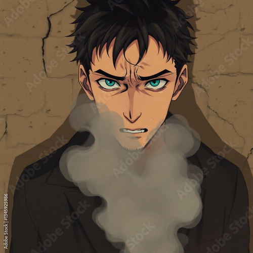 Surreal Portrait of a Distressed Man Dissolving into Dust, Symbolizing Depression and Emotional Pain vector design