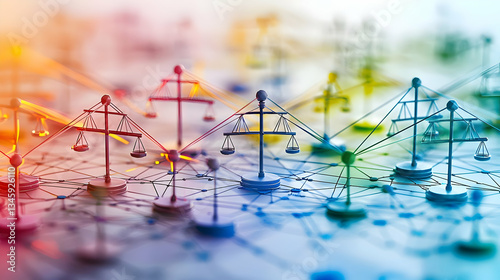 Colorful Interconnected Scales Of Justice Network