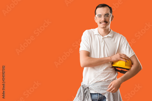 Male worker with hardhat on...