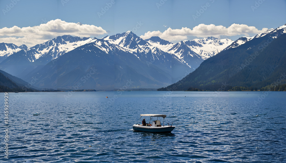 Le calme d'un lac entouré de montagnes