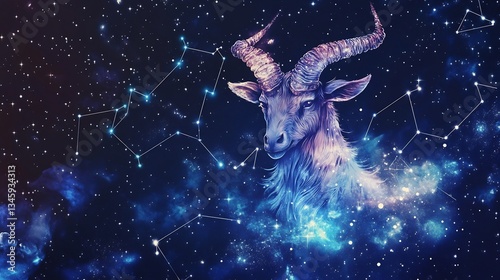 Capricorn Constellation: Celestial Goat in Cosmic Nebula