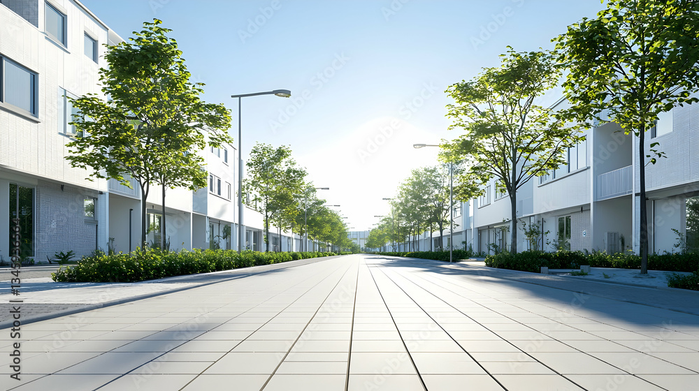 Fototapeta premium Modern Residential Street Perspective View