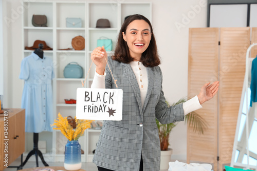 Female seller with BLACK FR...