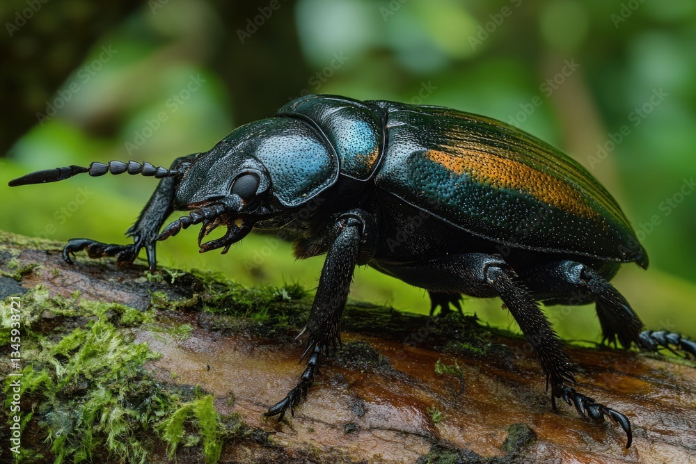 Close-up of a beetle sitting on a tree branch Close-up of a beetle sitting on a tree branch
