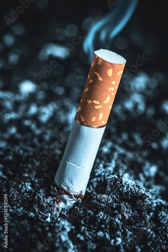 A close-up shot of a cigarette emitting smoke