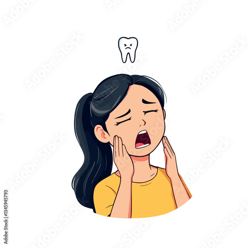 Vsai young woman suffering from strong toothache touching cheek