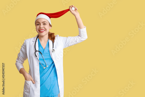 Young female doctor in Sant...