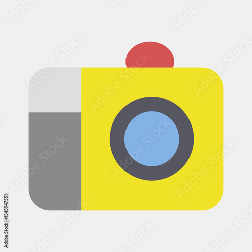 Icon camera. Camping and adventure elements. Icons in flat style. Good for prints, posters, logo, advertisement, infographics, etc.