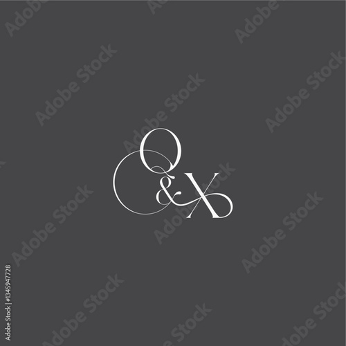 monogram wedding logo concept initial with line QX luxury curvy style letter