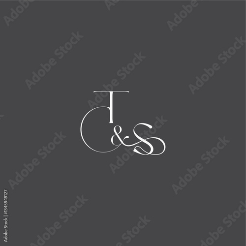 monogram wedding logo concept initial with line TS luxury curvy style letter