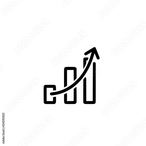 Growth Chart: An arrow rises above incrementally increasing bars symbolizing business progress and positive trends Minimalist design conveys upward trajectory