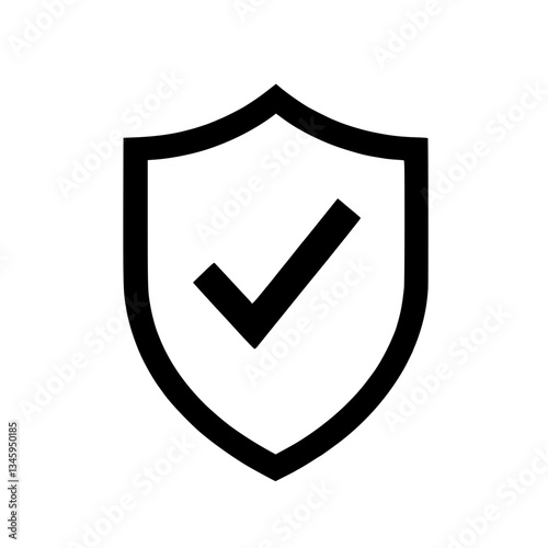 A and vector graphic depicts a shield with a checkmark inside symbolizing security protection and a positive confirmation