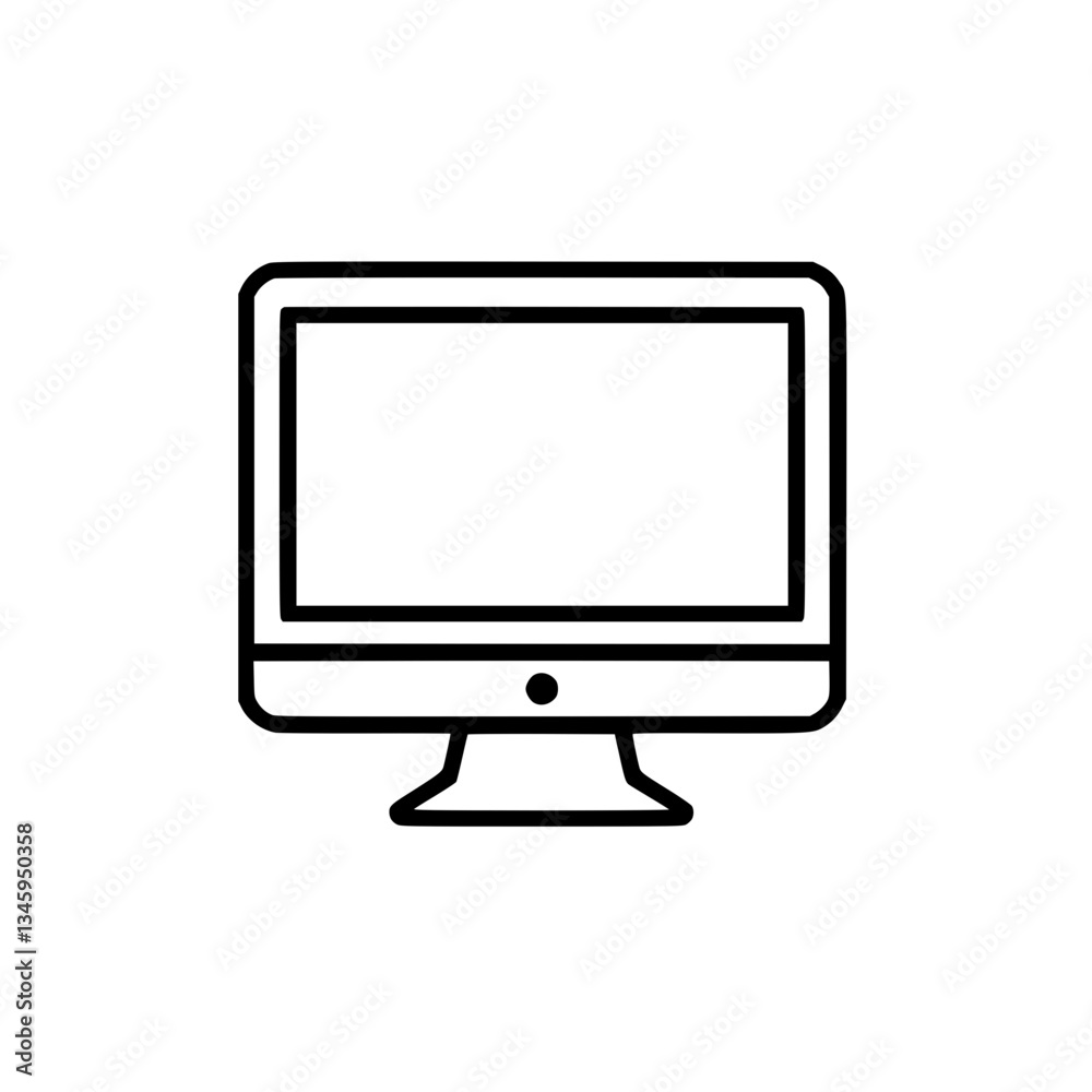 A minimalist outlined illustration of a desktop computer monitor Depicting technology computing and digital interfaces Modern simple icon A minimalist outlined illustration of a desktop computer monitor Depicting technology computing and digital interfaces Modern simple icon