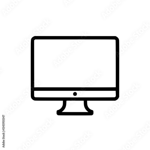 A minimalist line drawing of a desktop computer screen on a stand The screen is blank and ready for content hinting at technology and productivity