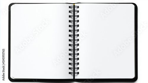 Open Notebook for Notes: A blank, open notebook with a spiral binding presents a clean, crisp space, offering limitless potential for ideas and thoughts.