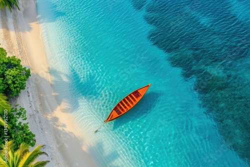 Wallpaper Mural Detailed Color Image of Canoe Over Turquoise Waters Near Tropical Beach Torontodigital.ca