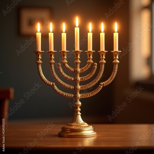 A traditional Jewish candelabrum used to celebrate Hanukkah