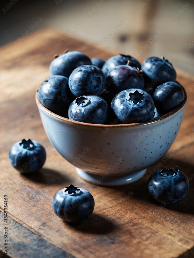 Blueberries in a bowl on a table Blueberries in a bowl on a table
