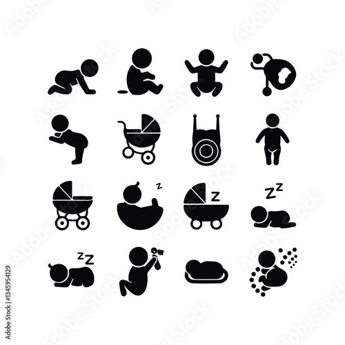 BABY - thin line vector icon set. Pixel perfect. Editable stroke. The set contains icons: Child, Baby baby thin line icons Human newborn baby, toddler or infant flat icon for apps and websites Baby bl