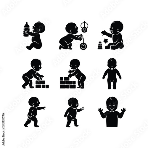 BABY - thin line vector icon set. Pixel perfect. Editable stroke. The set contains icons: Child, Baby baby thin line icons Human newborn baby, toddler or infant flat icon for apps and websites Baby bl