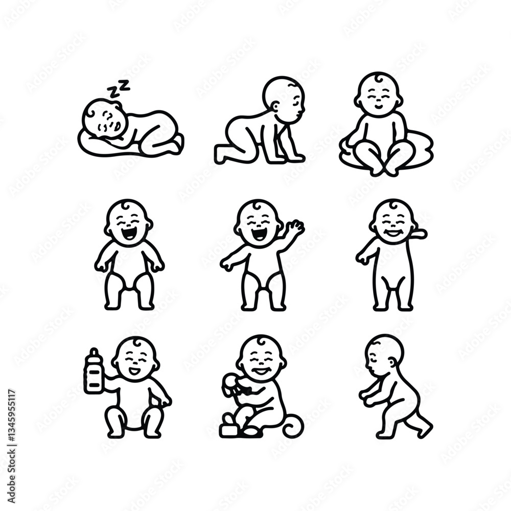BABY - thin line vector icon set. Pixel perfect. Editable stroke. The set contains icons: Child, Baby baby thin line icons Human newborn baby, toddler or infant flat icon for apps and websites Baby bl BABY - thin line vector icon set. Pixel perfect. Editable stroke. The set contains icons: Child, Baby baby thin line icons Human newborn baby, toddler or infant flat icon for apps and websites Baby bl
