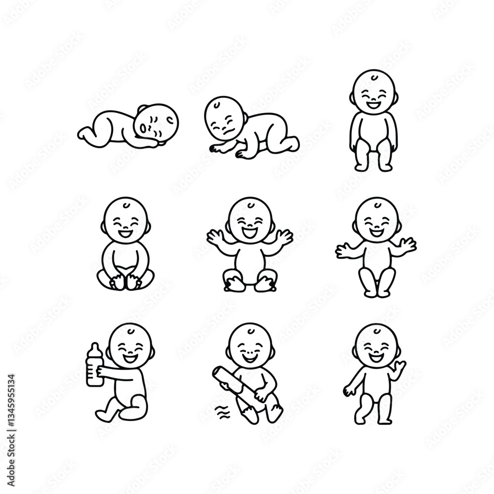 BABY - thin line vector icon set. Pixel perfect. Editable stroke. The set contains icons: Child, Baby baby thin line icons Human newborn baby, toddler or infant flat icon for apps and websites Baby bl BABY - thin line vector icon set. Pixel perfect. Editable stroke. The set contains icons: Child, Baby baby thin line icons Human newborn baby, toddler or infant flat icon for apps and websites Baby bl