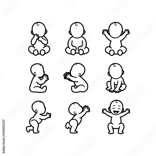 BABY - thin line vector icon set. Pixel perfect. Editable stroke. The set contains icons: Child, Baby baby thin line icons Human newborn baby, toddler or infant flat icon for apps and websites Baby bl
