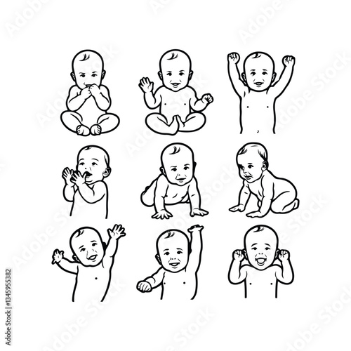 BABY - thin line vector icon set. Pixel perfect. Editable stroke. The set contains icons: Child, Baby baby thin line icons Human newborn baby, toddler or infant flat icon for apps and websites Baby bl