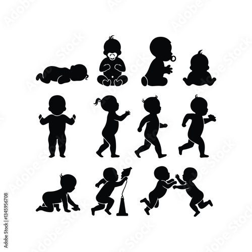 BABY - thin line vector icon set. Pixel perfect. Editable stroke. The set contains icons: Child, Baby baby thin line icons Human newborn baby, toddler or infant flat icon for apps and websites Baby bl