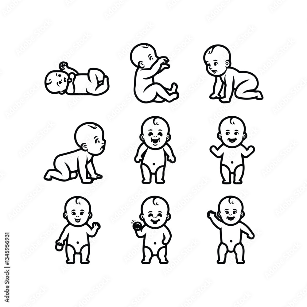 BABY - thin line vector icon set. Pixel perfect. Editable stroke. The set contains icons: Child, Baby baby thin line icons Human newborn baby, toddler or infant flat icon for apps and websites Baby bl BABY - thin line vector icon set. Pixel perfect. Editable stroke. The set contains icons: Child, Baby baby thin line icons Human newborn baby, toddler or infant flat icon for apps and websites Baby bl