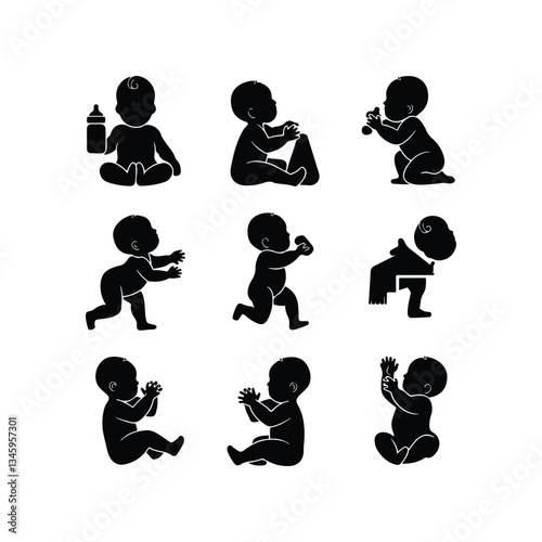 BABY - thin line vector icon set. Pixel perfect. Editable stroke. The set contains icons: Child, Baby baby thin line icons Human newborn baby, toddler or infant flat icon for apps and websites Baby bl