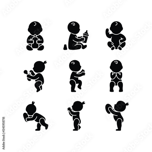 BABY - thin line vector icon set. Pixel perfect. Editable stroke. The set contains icons: Child, Baby baby thin line icons Human newborn baby, toddler or infant flat icon for apps and websites Baby bl