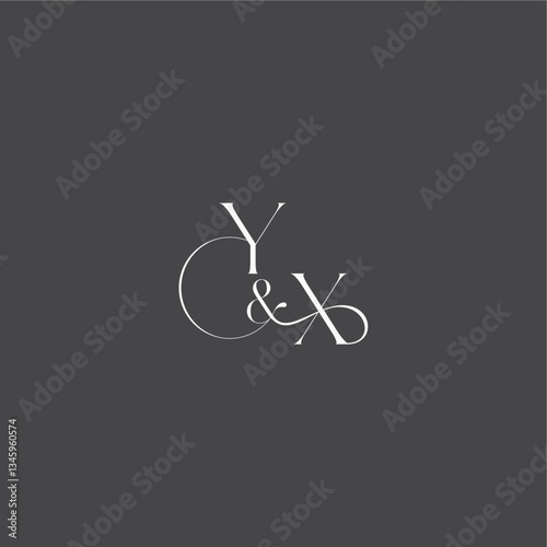 YX letter initial with line luxury curvy style monogram wedding logo concept