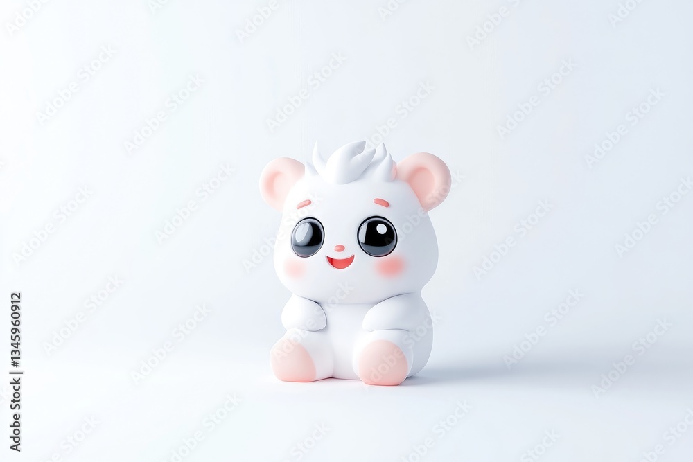 Naklejka premium Cute white cartoon hamster figurine