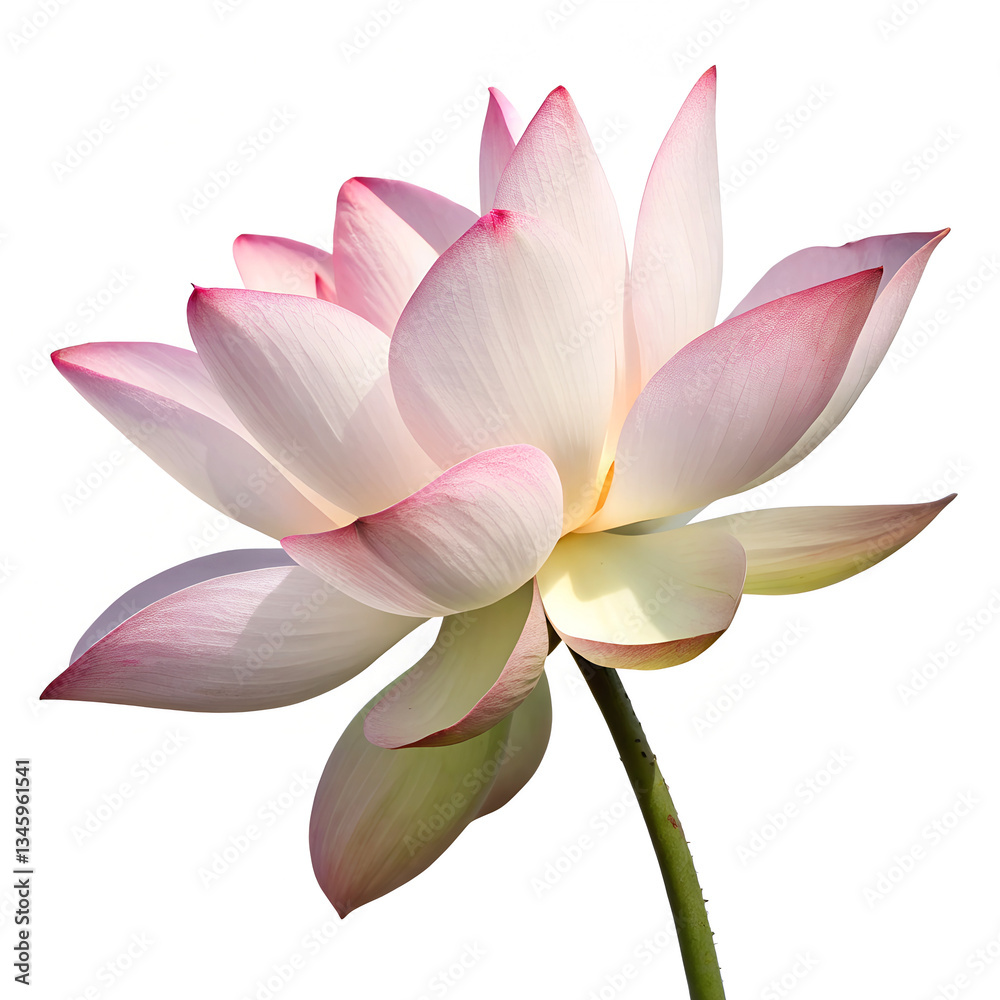 A beautiful pink lotus flower blooming on water isolated on white background A beautiful pink lotus flower blooming on water isolated on white background