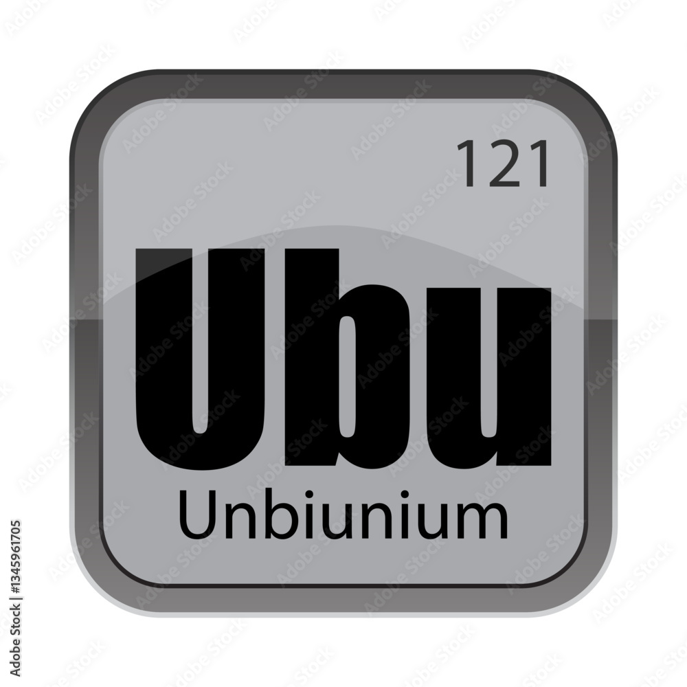 Element Unbium icon. Number 121 symbol. Unbium chemical sign. Ubu element code. Vector science illustration. Element Unbium icon. Number 121 symbol. Unbium chemical sign. Ubu element code. Vector science illustration.