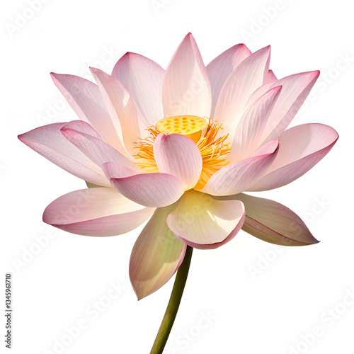 Pink lotus flower isolated on white background