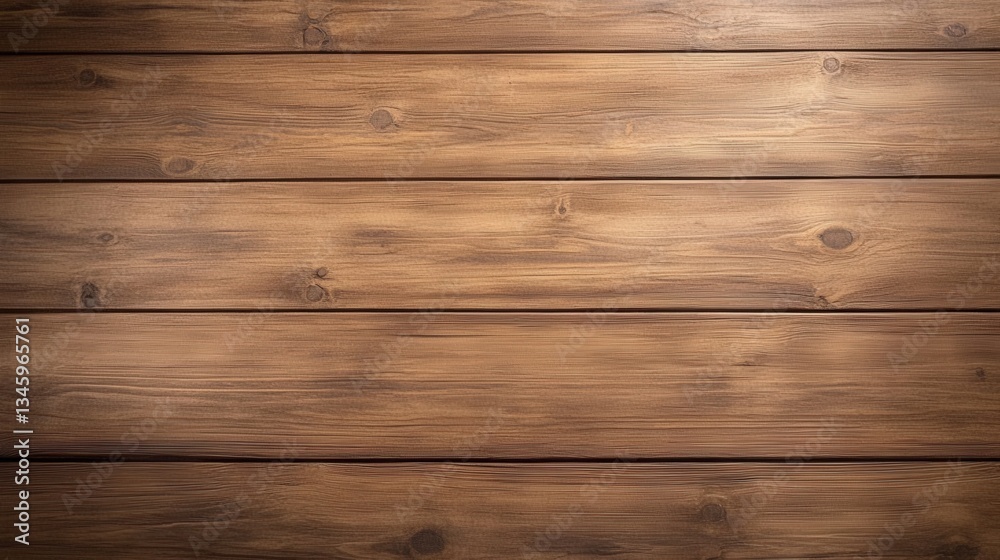 Fototapeta premium A close-up view of textured wooden planks arranged horizontally, showcasing natural grains and knots in a warm, rustic tone.