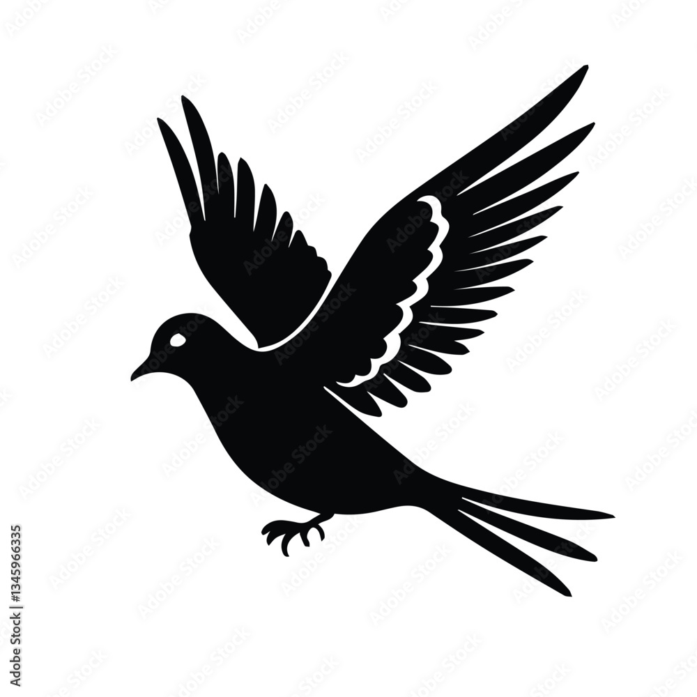 Elegant Black Silhouette of a Bird in Flight Elegant Black Silhouette of a Bird in Flight