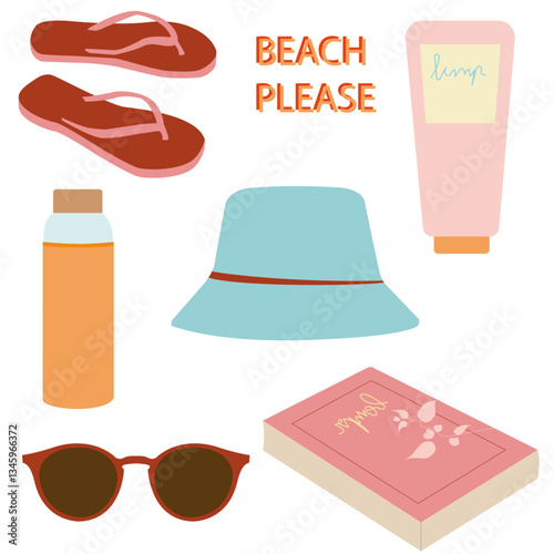 vector illustration summer objects