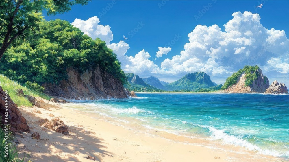 Fototapeta premium Tropical Beach Paradise Sunny Day Ocean View