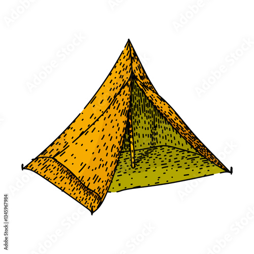 outdoor camping tent sketch hand drawn vector