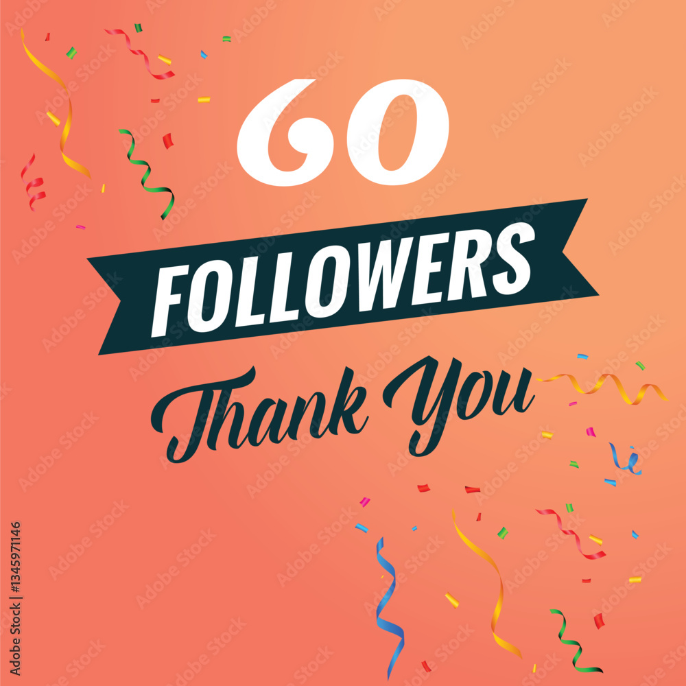 Fototapeta premium thank you 60k followers on social media 