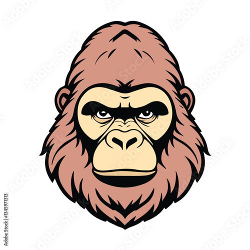 Intense Gorilla Head Illustration for Graphic Design