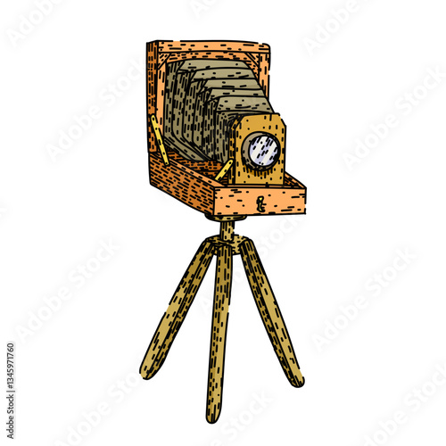 analog vintage camera sketch hand drawn vector
