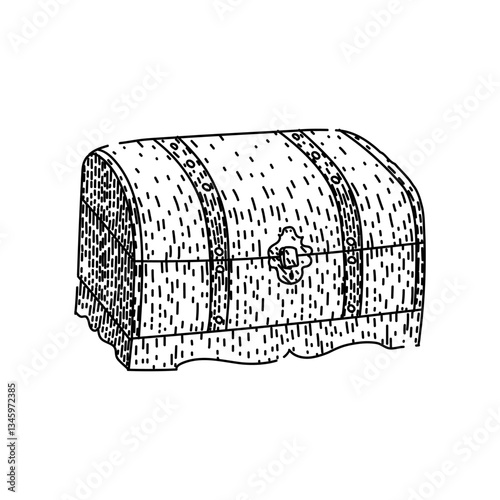 treasure antique chest sketch hand drawn vector