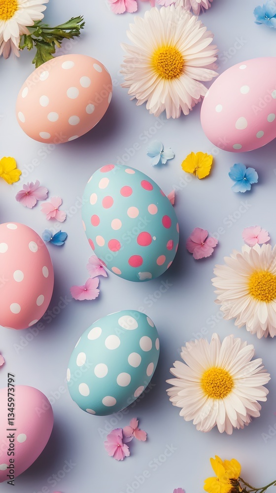 Obraz premium Colorful easter eggs and spring flowers creating festive composition